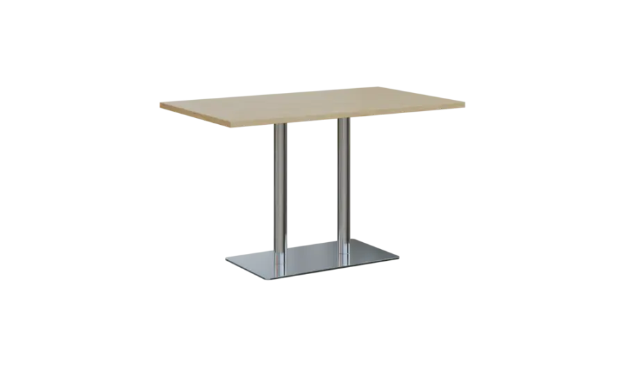 RGT 52 stůl hranatý, noha trubková, nerez, deska 25 mm, široký 1200 mm, bříza světlá